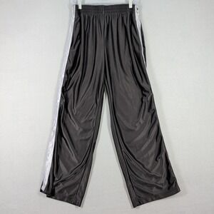 Finish Line Track Pants Mens M Black Silver Stripe Snap Off Sides Athletic